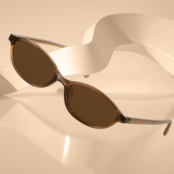 Retro Oval Sunglasses for Women 90s Design Small Cat Eye Sun Glasses UV Protecti - Picture 4 of 6